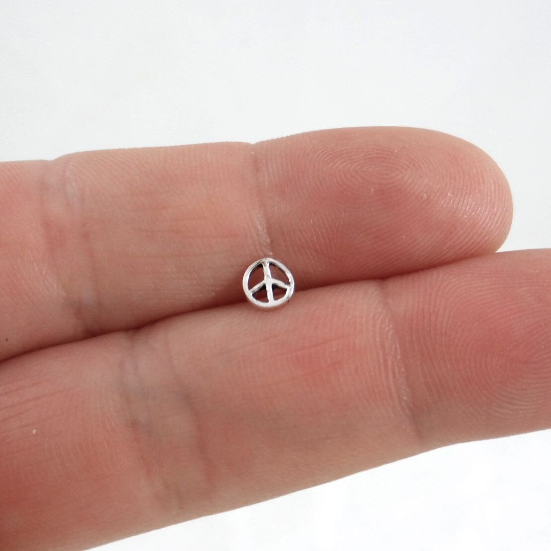 SINGLE Peace Sign Earring in Sterling Silver