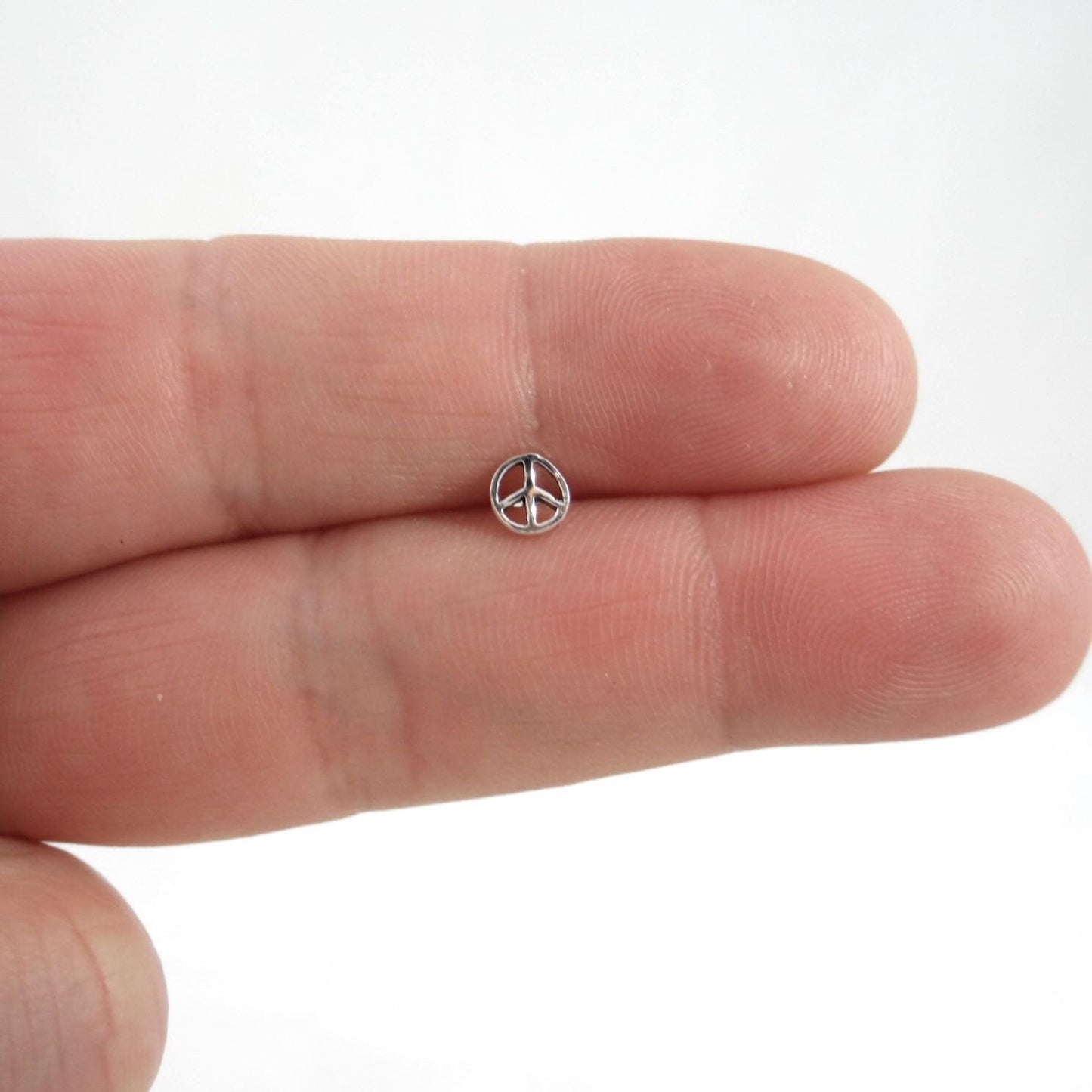 SINGLE Peace Sign Earring in Sterling Silver