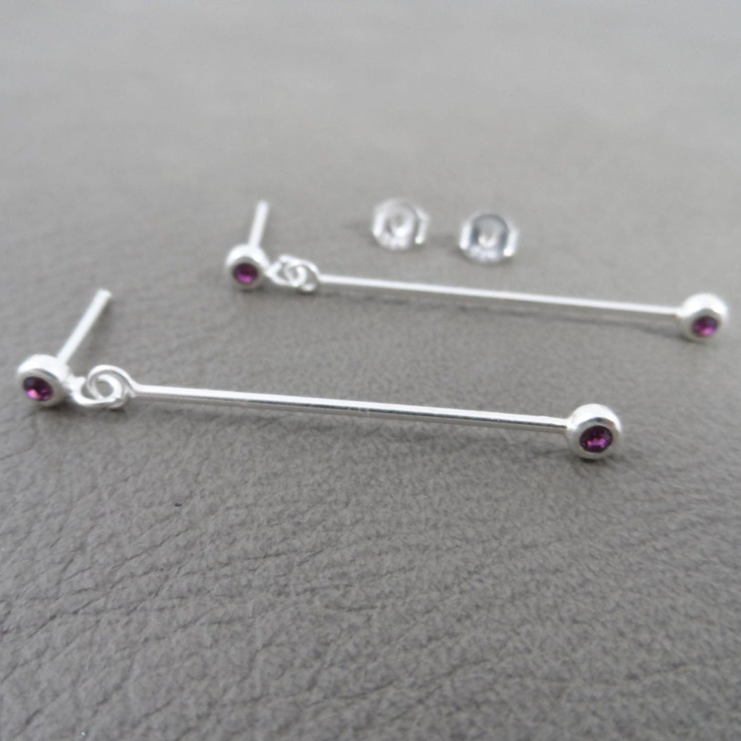 Amethyst Dangle Earrings in Sterling Silver