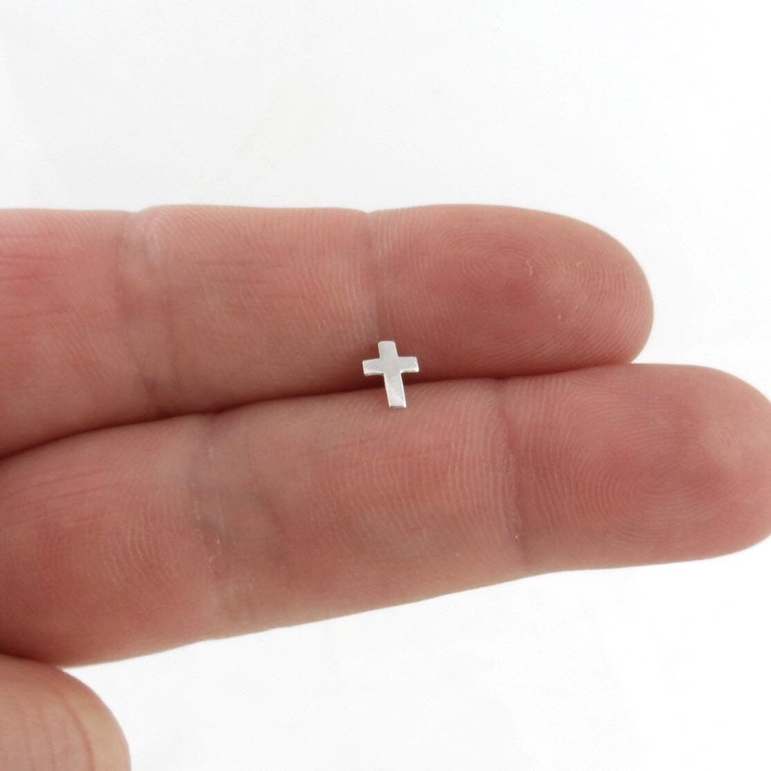 SINGLE Tiny Cross Stud Earring