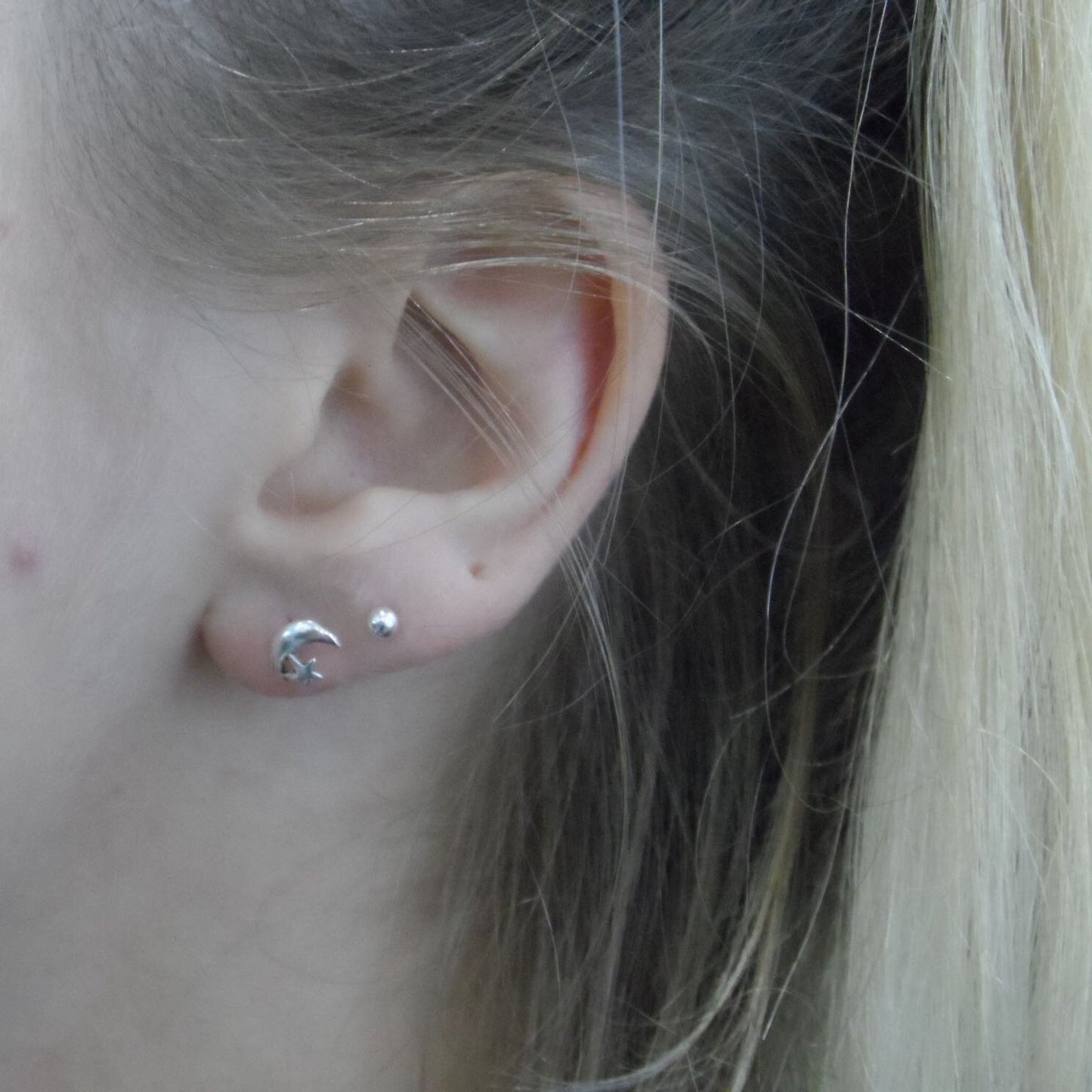 Moon & Star Earrings in Sterling Silver