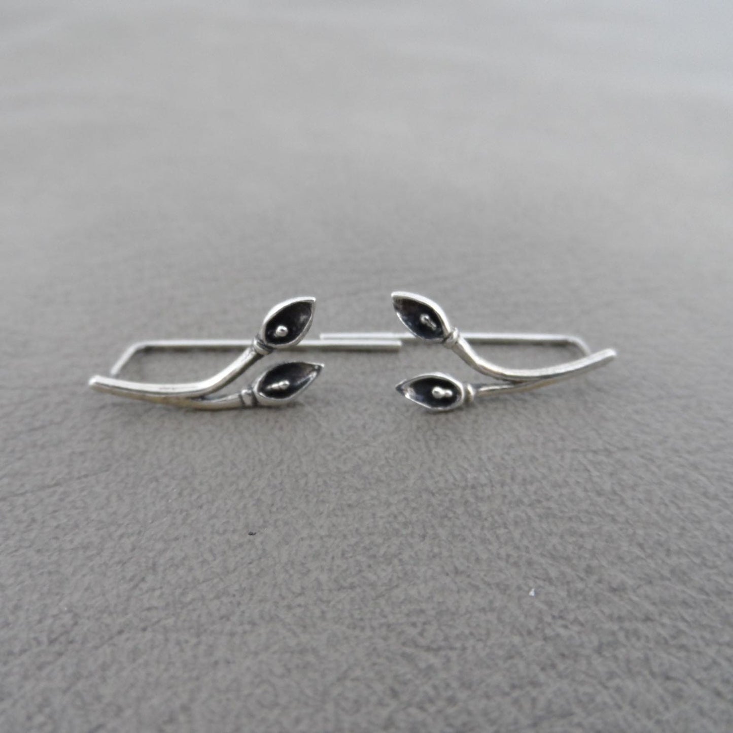 Calla Lily Ear Climber in Sterling Silver, Silver Ear Climbers, Silver Ear Crawler, Flower Ear Climber, Minimalist Earrings