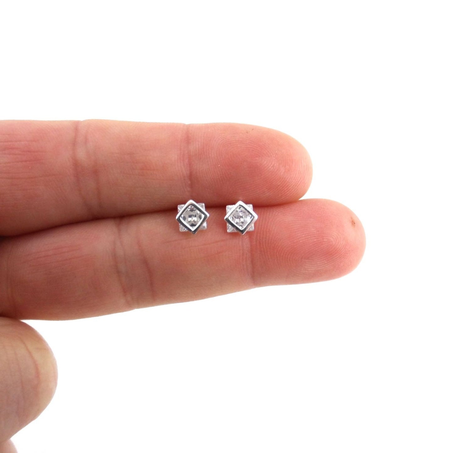 Crystal Stud Earrings in Sterling Silver