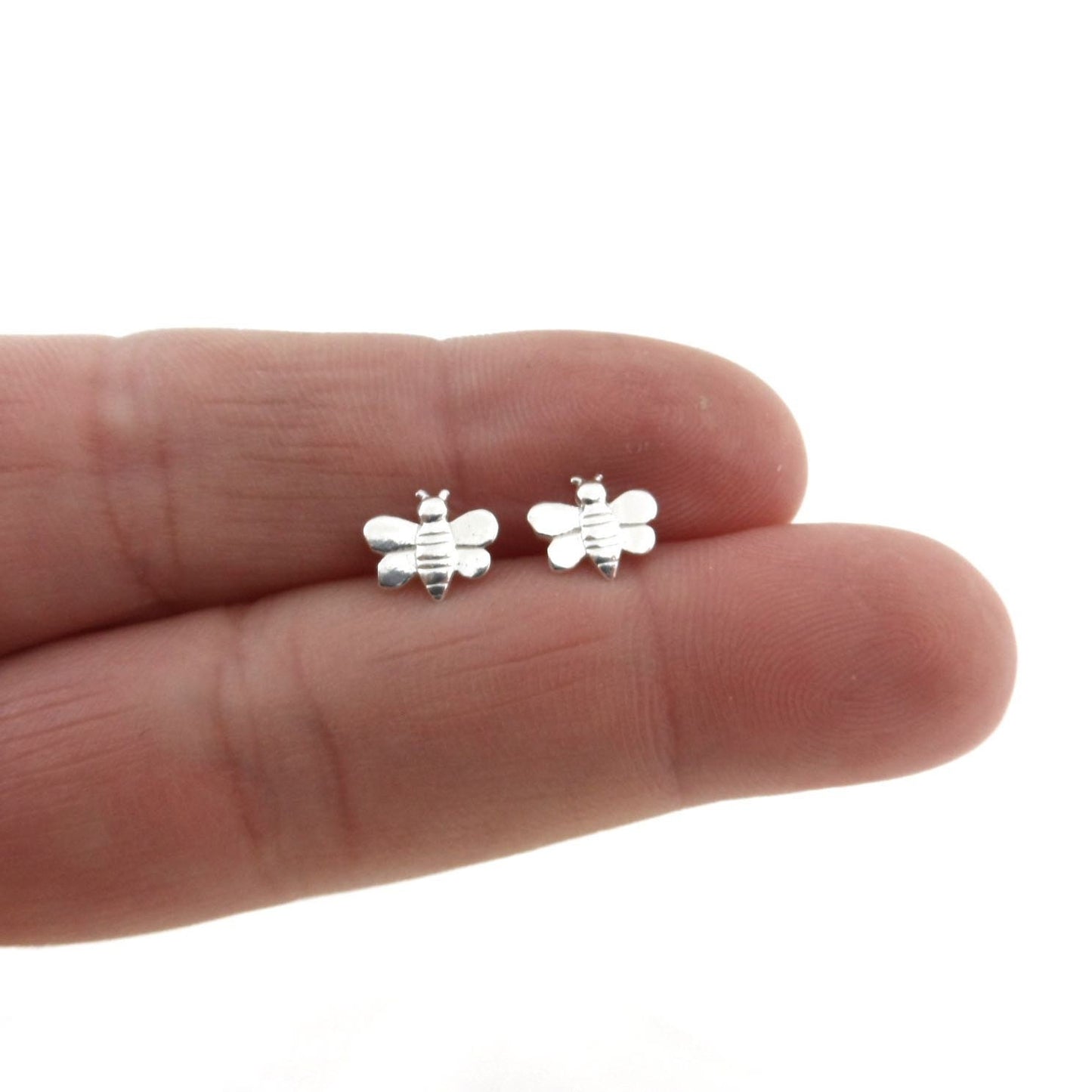 Tiny Bee Earrings in Sterling Silver, Bee Stud Earrings, Bee Studs, Cartilage Studs, Insect Earrings, Dainty Earrings, Kids Earrings