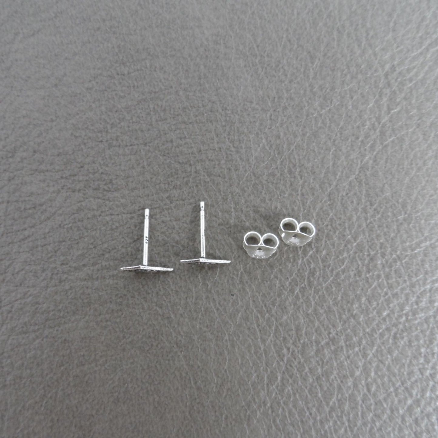 Tiny Diamond Shaped Studs in Sterling Silver, Delicate Sterling Earrings, Silver Studs, Minimalist Earrings, Dainty Earrings, Cartilage Stud