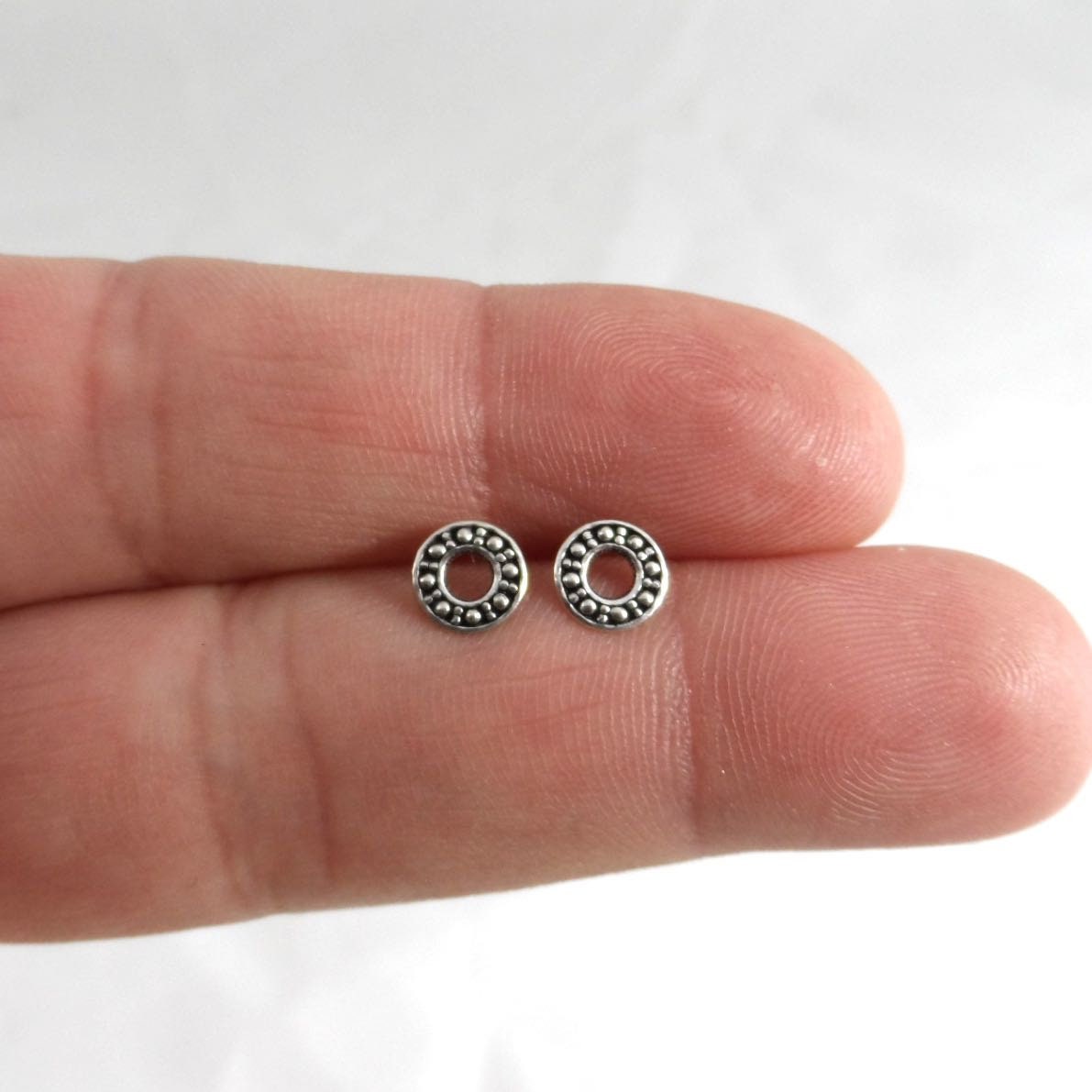 Circle Stud Earrings in Sterling Silver