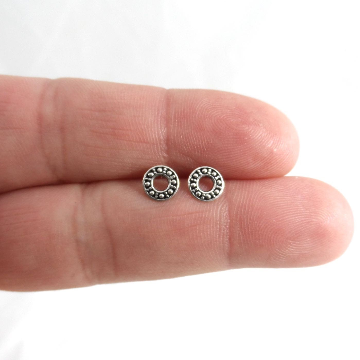 Circle Stud Earrings in Sterling Silver