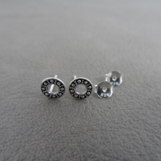 Circle Stud Earrings in Sterling Silver