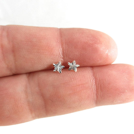 Tiny Star Stud Earrings in Sterling Silver, Tiny Silver Star Studs, Dainty Star Studs, Sterling Silver Earrings, Minimalist Earrings