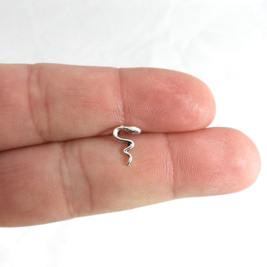 SINGLE Tiny Snake Sterling Silver Stud Earring