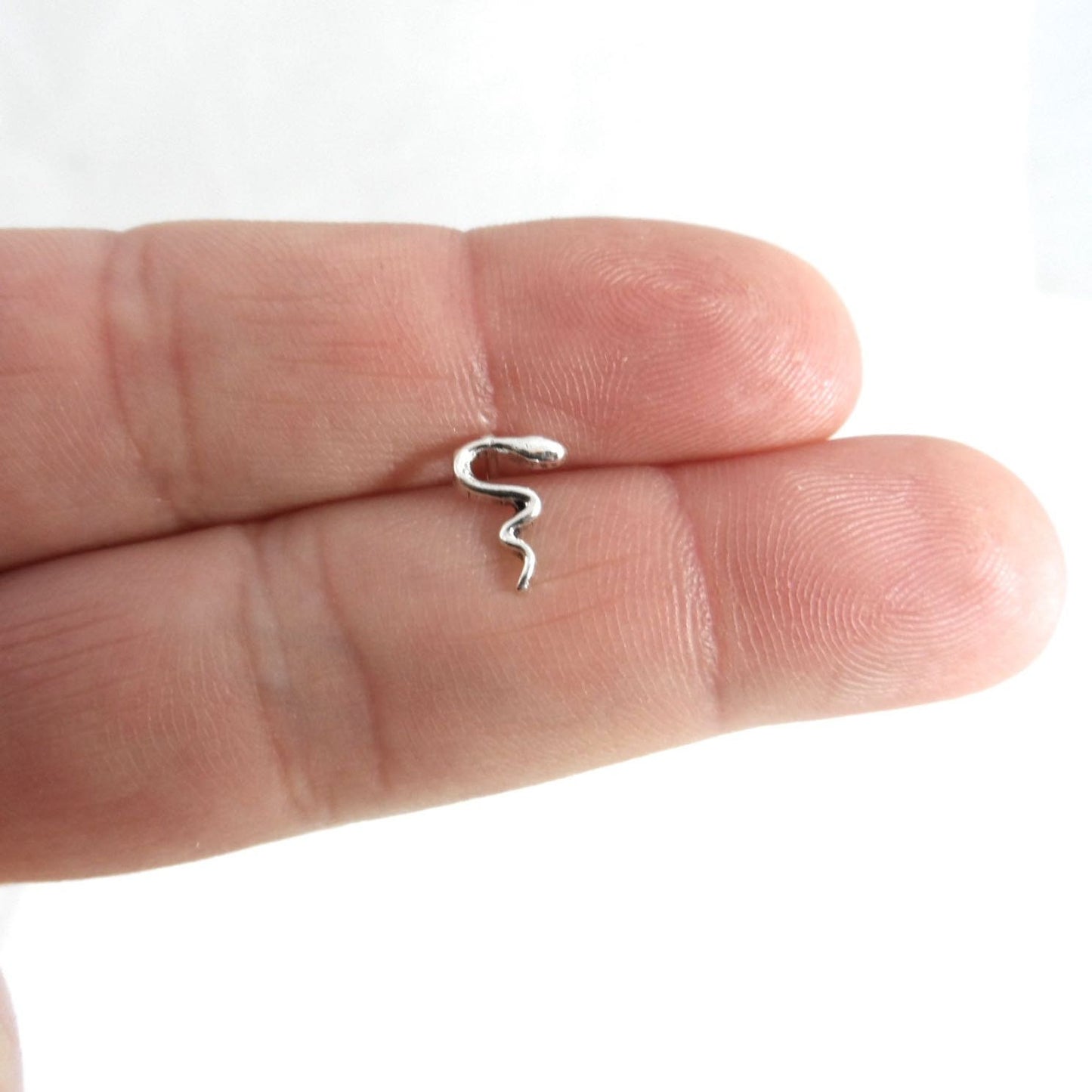 SINGLE Tiny Snake Sterling Silver Stud Earring