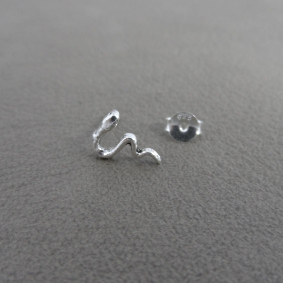 SINGLE Tiny Snake Sterling Silver Stud Earring