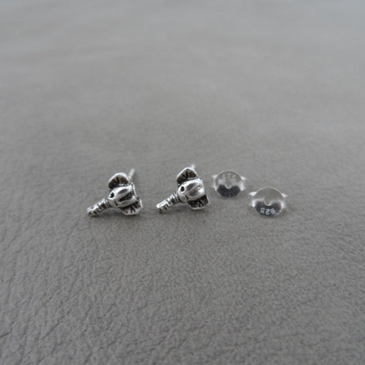 Mini Elephant Earrings in Sterling Silver