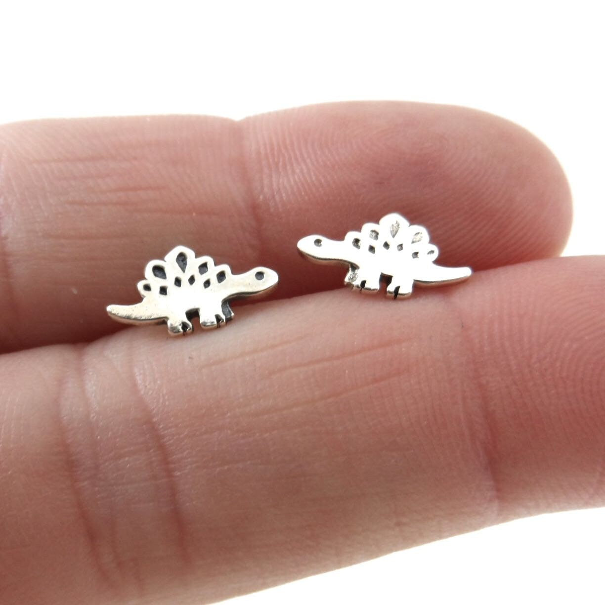 Tiny Dinosaur Earrings in Sterling Silver, Dinosaur Earrings, Tiny Studs, Small Studs, Kids Earrings, Small Silver Studs, Baby Earrings