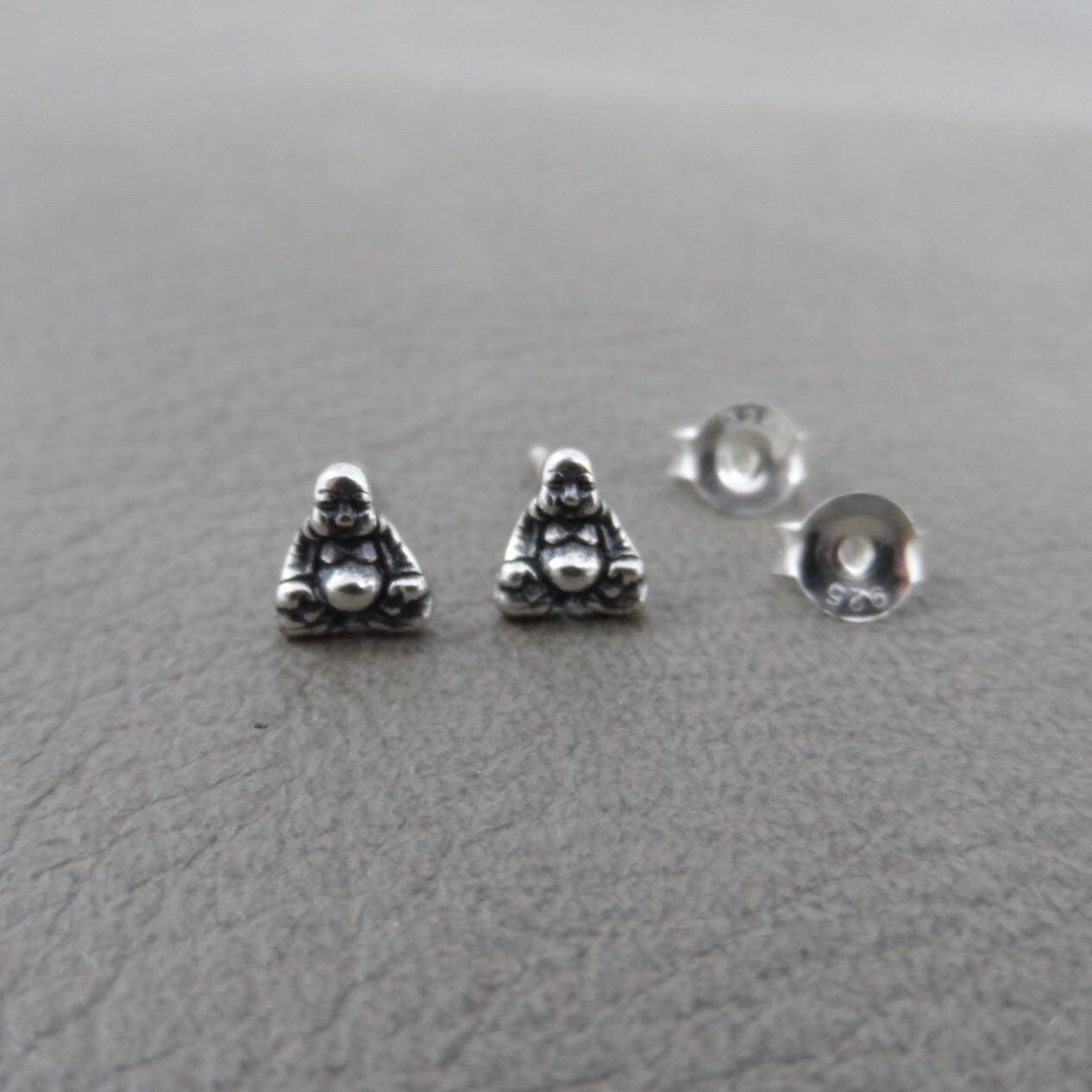 Tiny Buddha Earrings in Sterling Silver, Buddha Studs, Sitting Buddha Earrings, Tiny Earrings, Minimalist Earring, Dainty Earrings