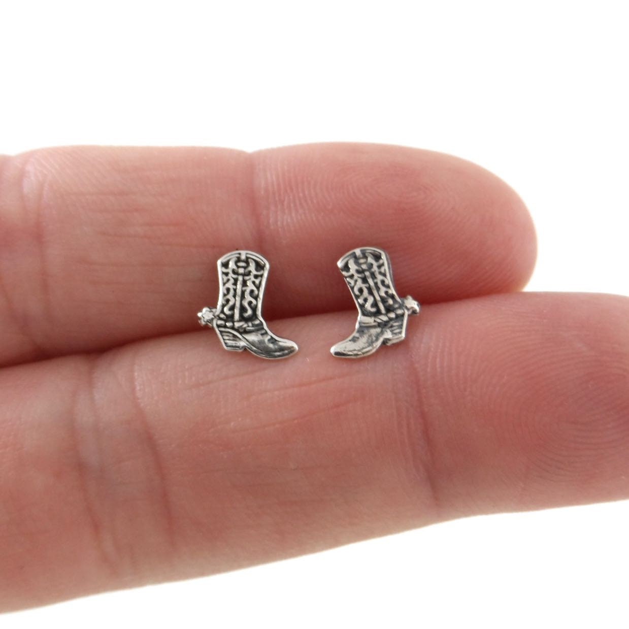 Cowboy Boot Earrings in Sterling Silver