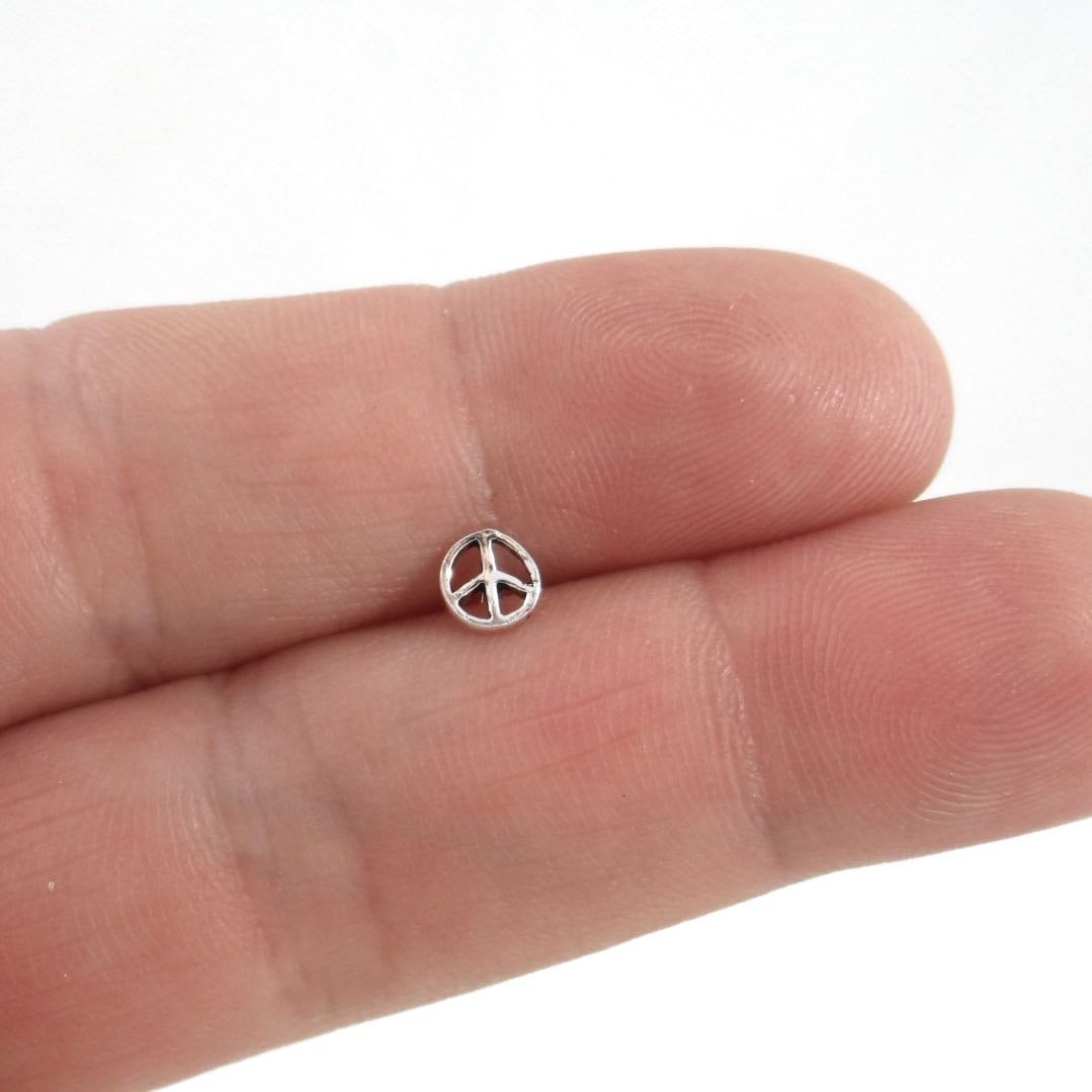 SINGLE Peace Sign Earring in Sterling Silver