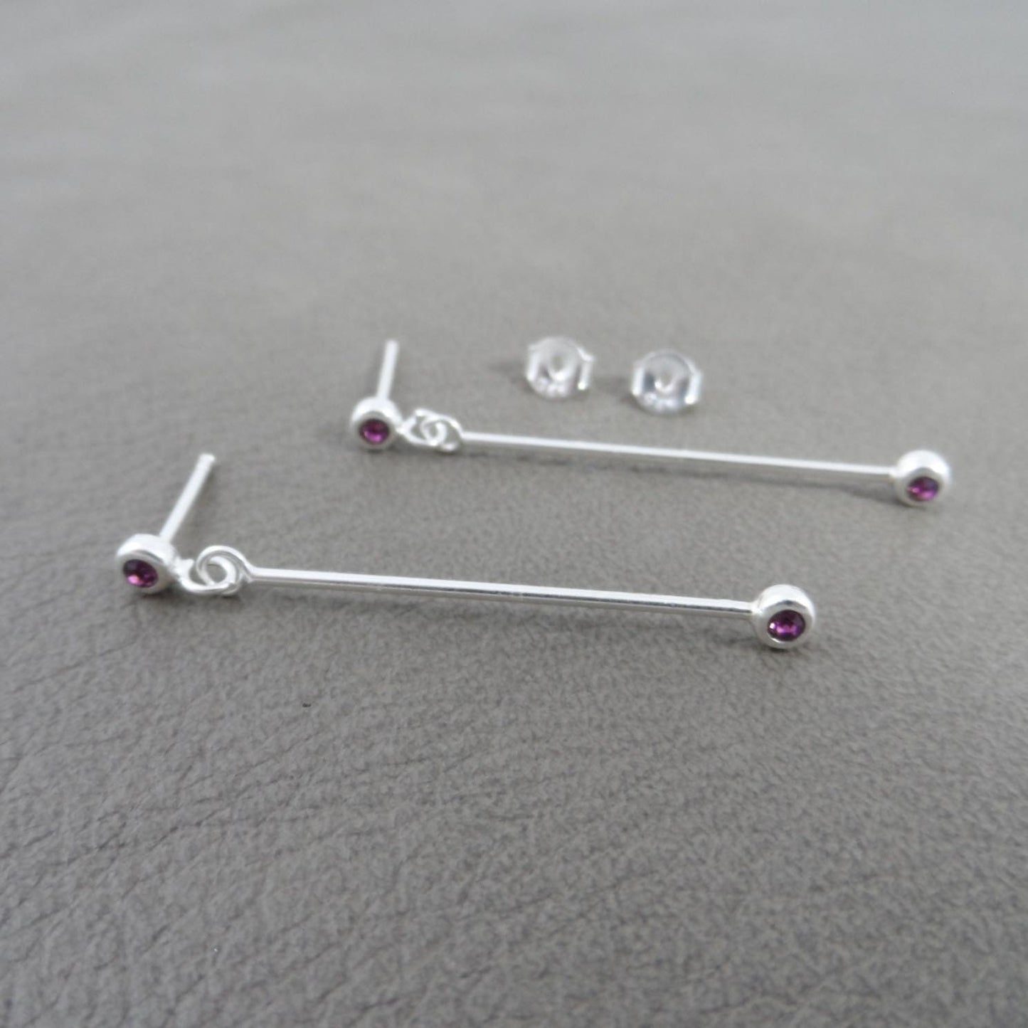 Amethyst Dangle Earrings in Sterling Silver