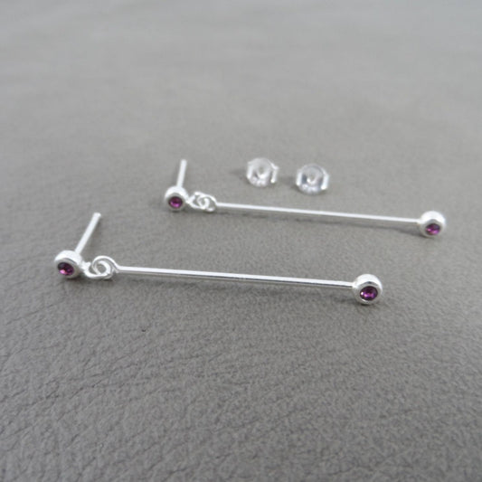 Amethyst Dangle Earrings in Sterling Silver