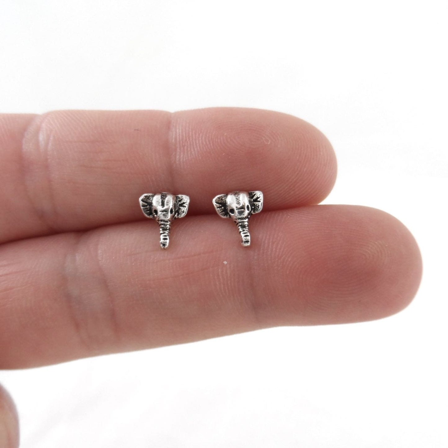 Mini Elephant Earrings in Sterling Silver