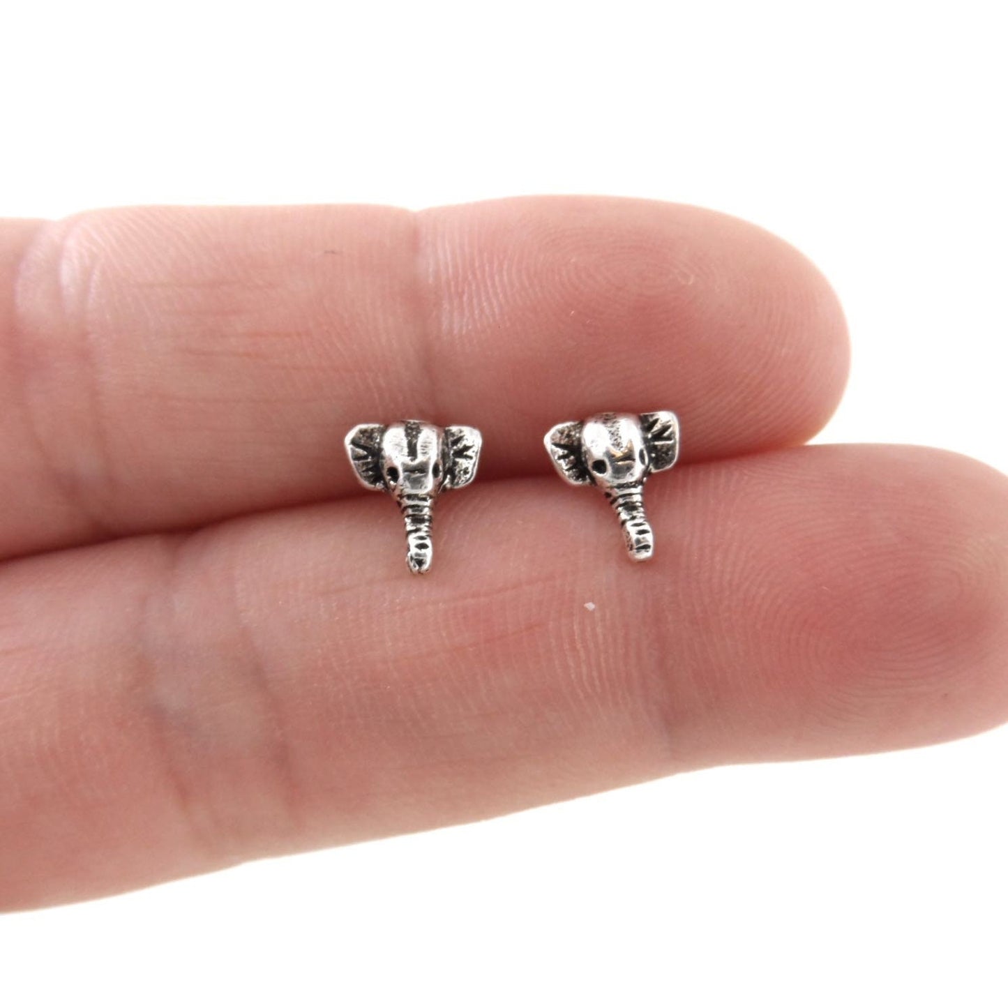 Mini Elephant Earrings in Sterling Silver