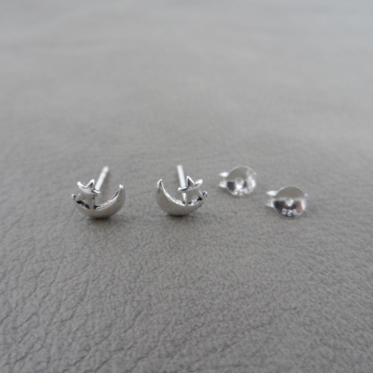 Moon & Star Earrings in Sterling Silver