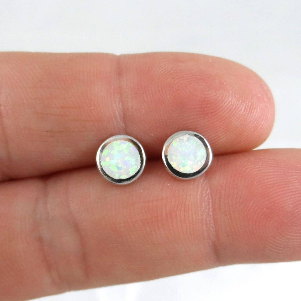 Opal Earrings in Sterling Silver-White Opal