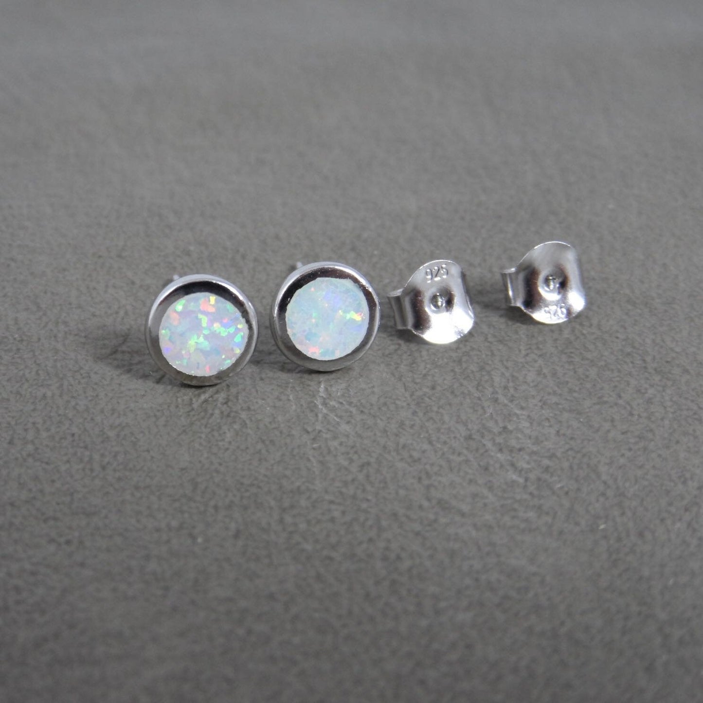 Opal Earrings in Sterling Silver-White Opal