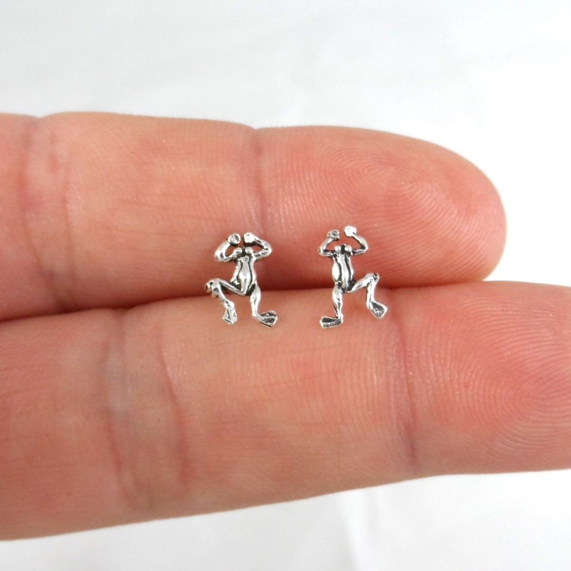 Frog Earrings in Sterling Silver