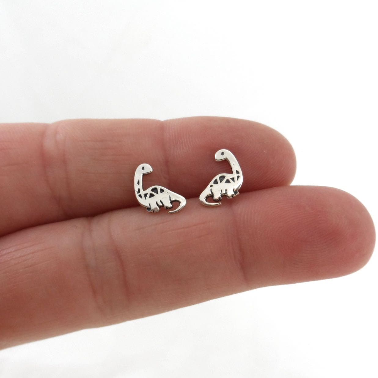 Tiny Dinosaur Earrings in Sterling Silver, Brontosaurus Earrings, Tiny Studs, Small Studs, Kids Earrings, Small Silver Studs, Baby Earrings