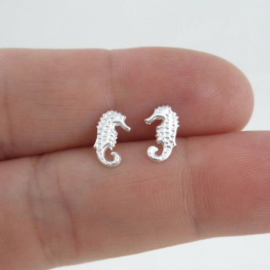 Tiny Seahorse Earrings in Sterling Silver, Seahorse Sterling Studs, Kids Earrings, Tiny Studs, Cartilage Studs, Helix Studs, Girls Earrings