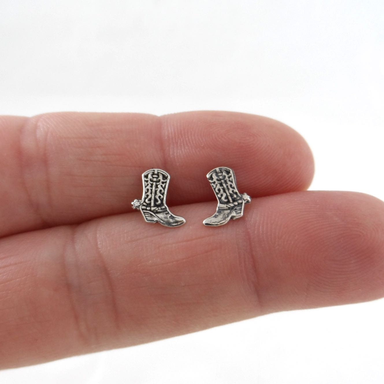 Cowboy Boot Earrings in Sterling Silver