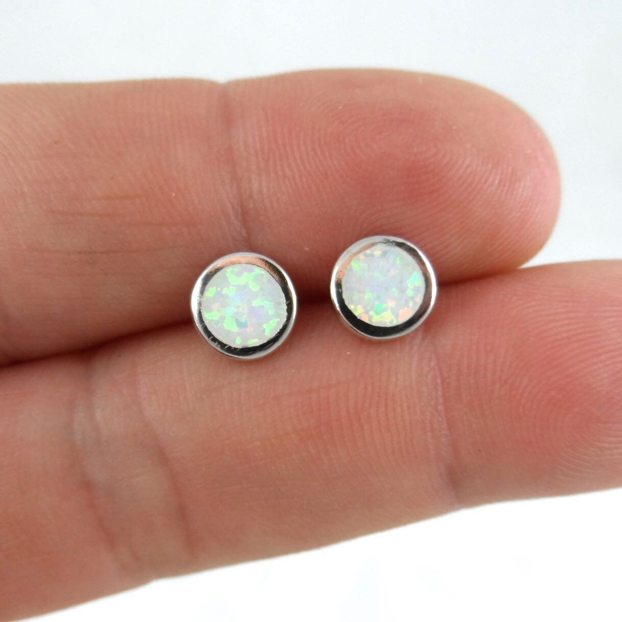 Opal Earrings in Sterling Silver-White Opal