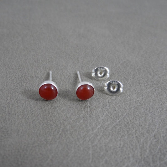 Carnelian Stud Earrings in Sterling Silver-5mm