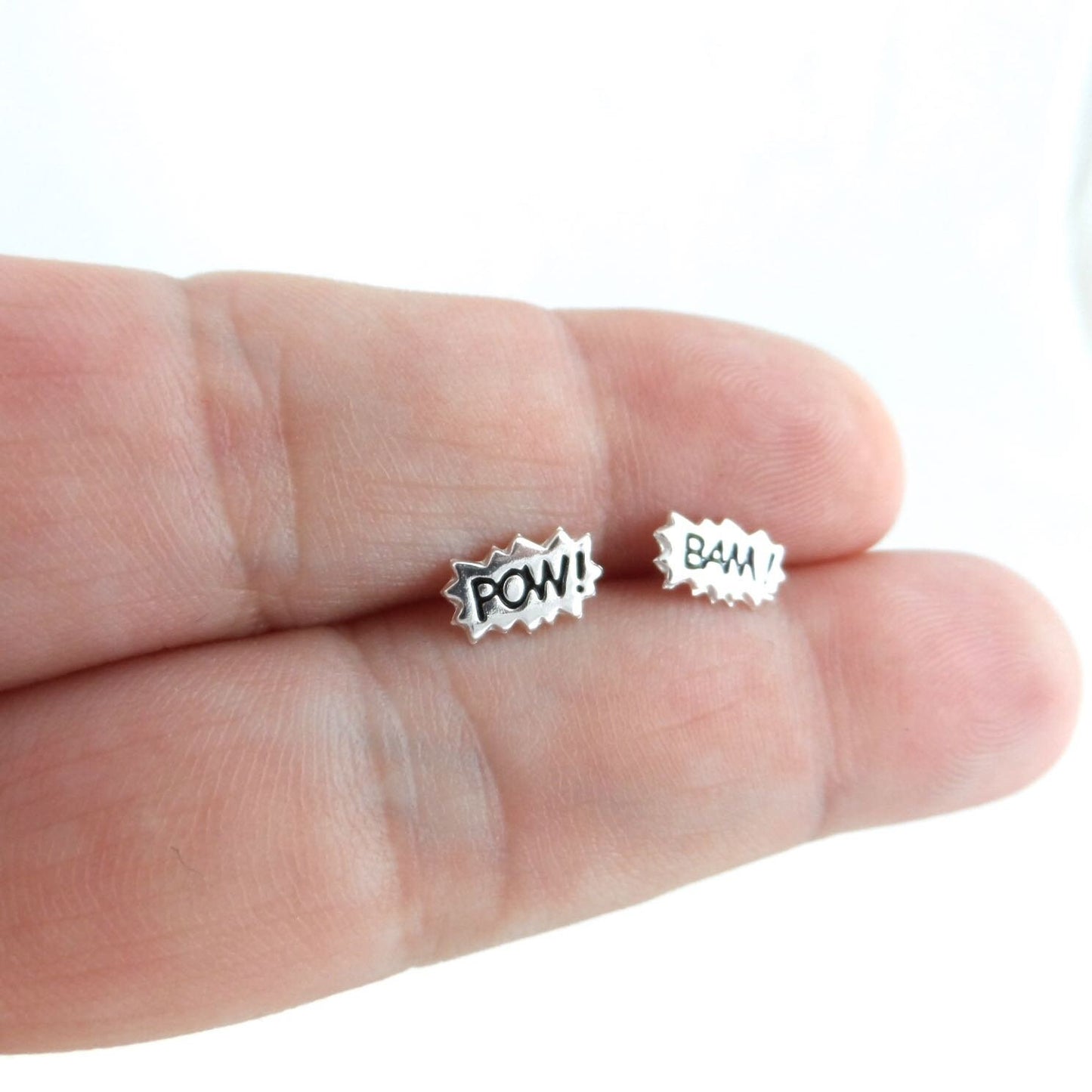 POW! BAM! Comic Book Earrings in Sterling Silver