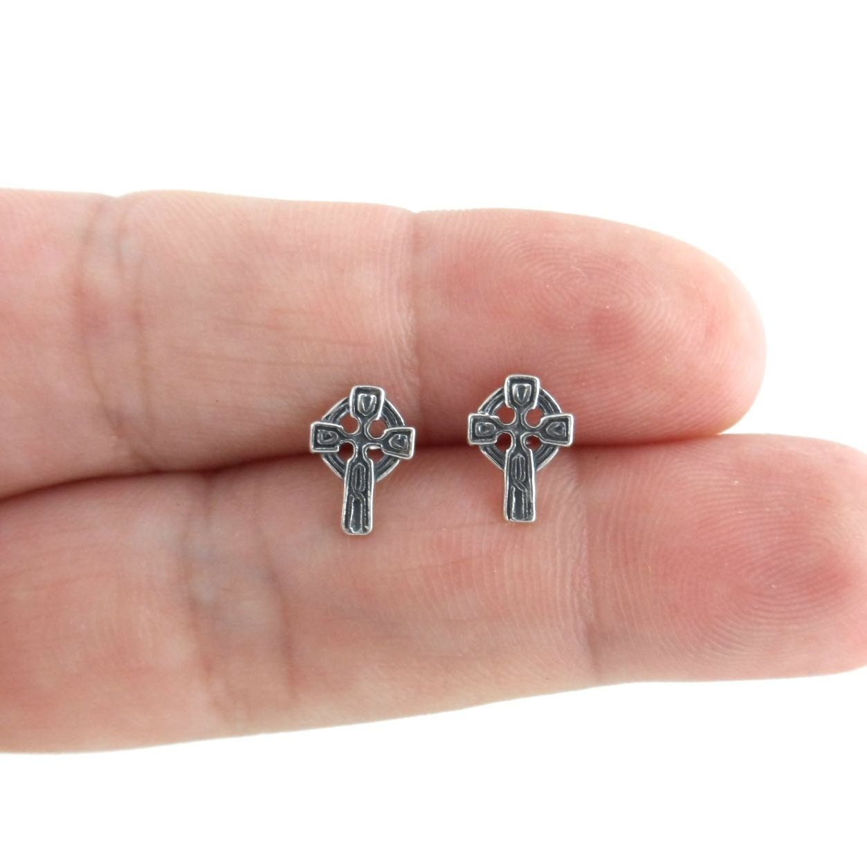 Celtic Cross Earrings in Sterling Silver