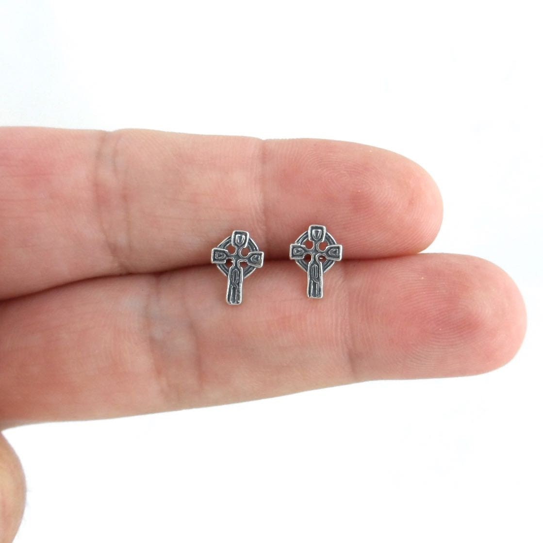 Celtic Cross Earrings in Sterling Silver