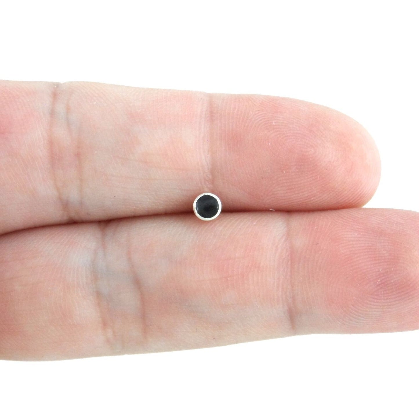 SINGLE Tiny Black Onyx Earrings in Sterling Silver, Black Tiny Earring, Tiny Stud, Single Earring, Sterling Silver Earring, Onyx Earrings