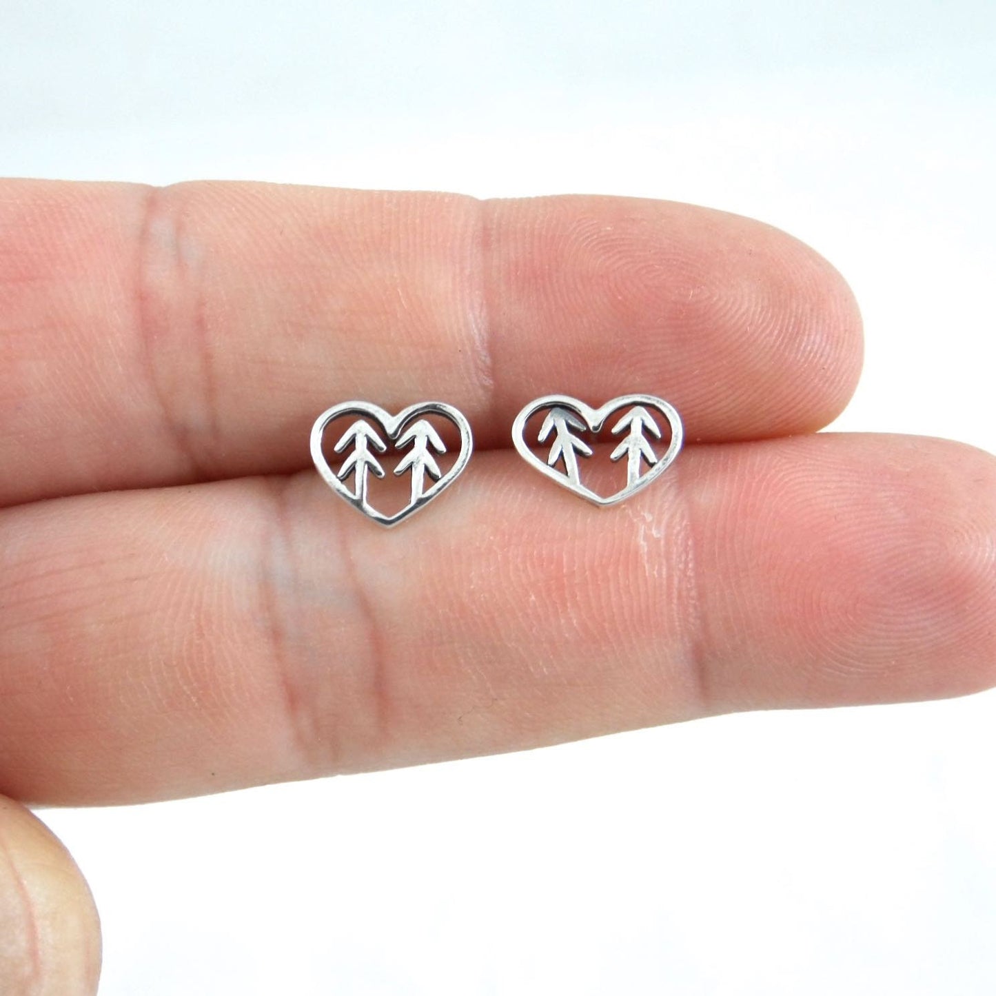 Heart & Trees Earrings in Sterling Silver