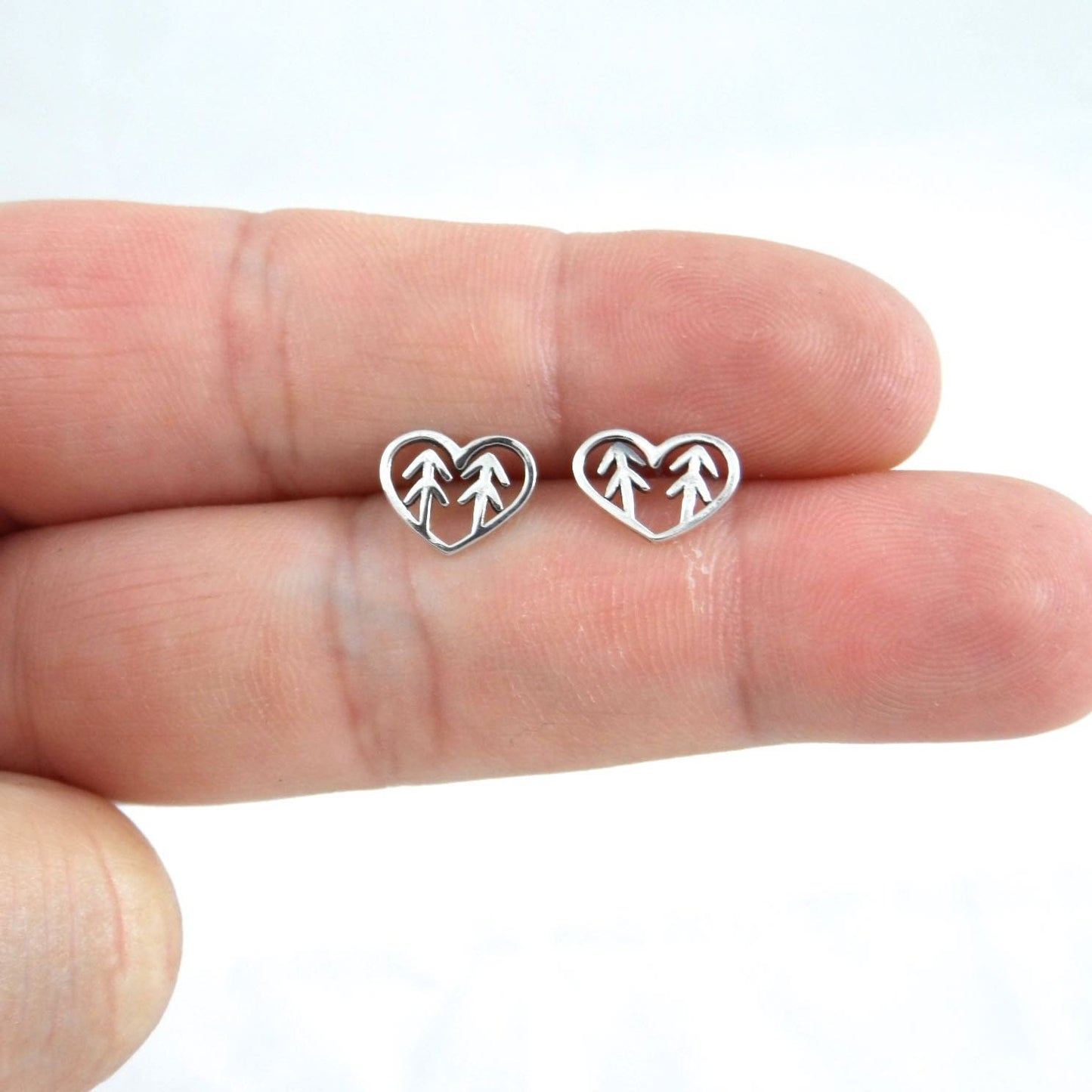 Heart & Trees Earrings in Sterling Silver