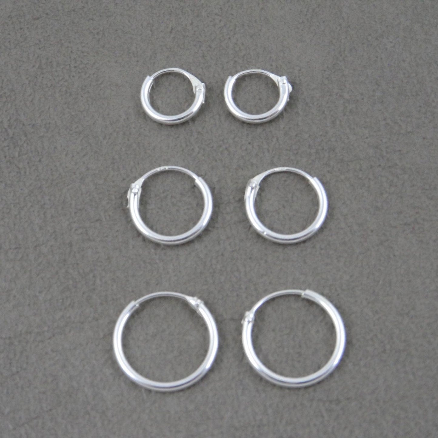 SET of 3 Pairs of Tiny Hoop Sterling Silver Earrings