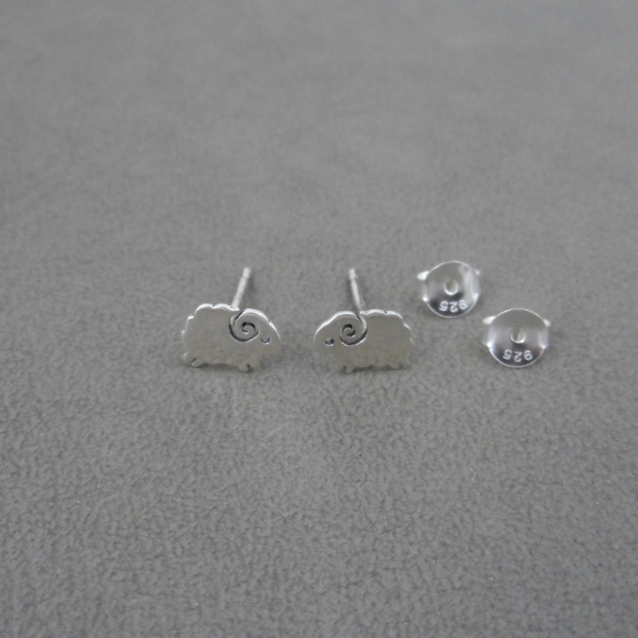 Tiny Sheep Earrings in Sterling Silver, Aries Ram Earrings, Sheep Earrings,Animal Stud Earrings, Kids Earrings, Animal Earrings, Dainty