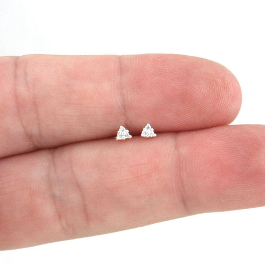 Tiny Studs in Sterling Silver, Tiny CZ Earrings, Cartilage Studs, Helix Studs, Tiny Earrings, Triangle Studs, Cartilage Earrings, Dainty