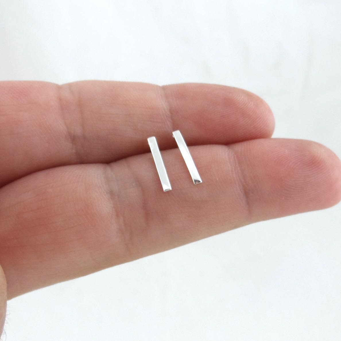 Simple Bar Stud Earrings in Sterling Silver