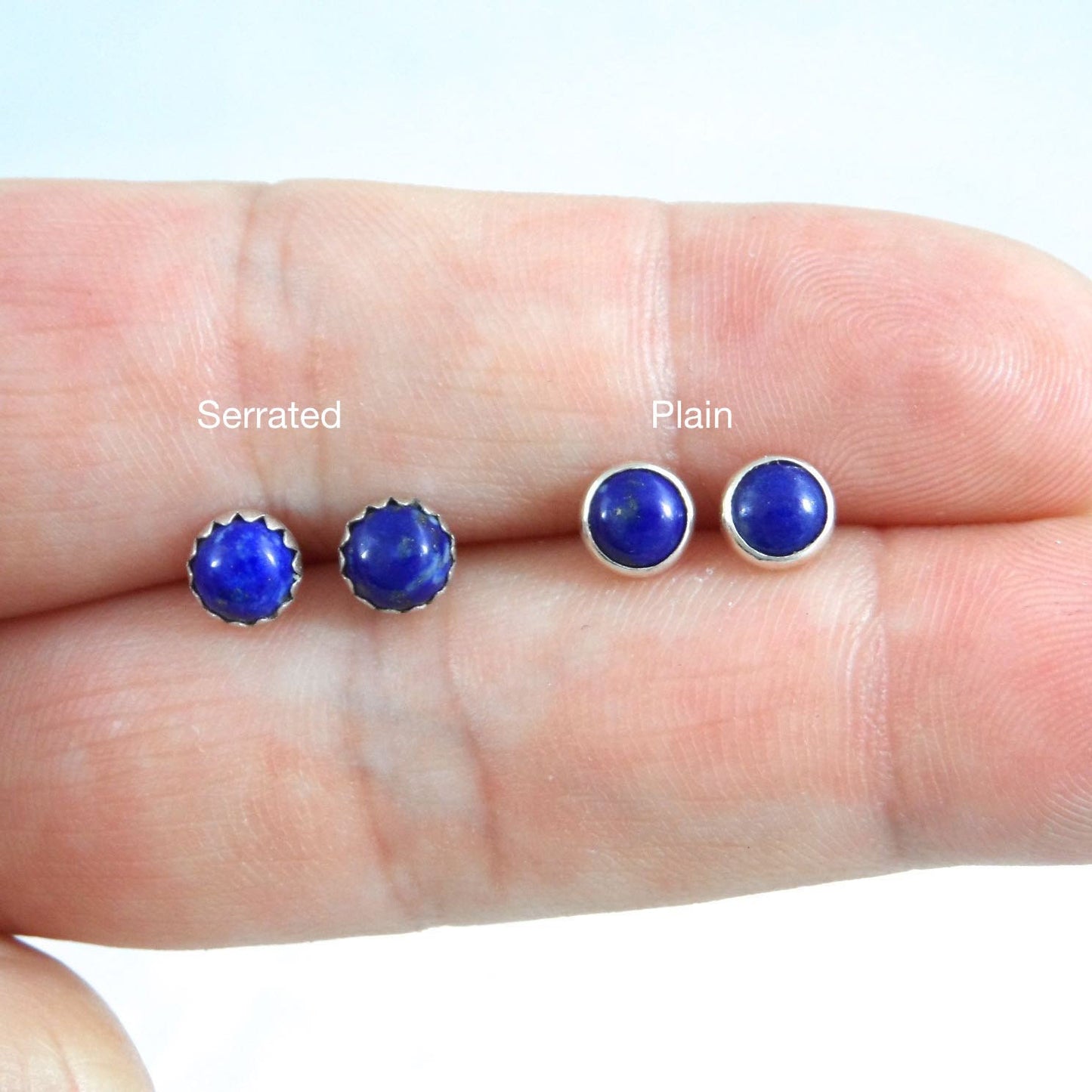 Lapis Stud Earrings in Sterling Silver-5mm