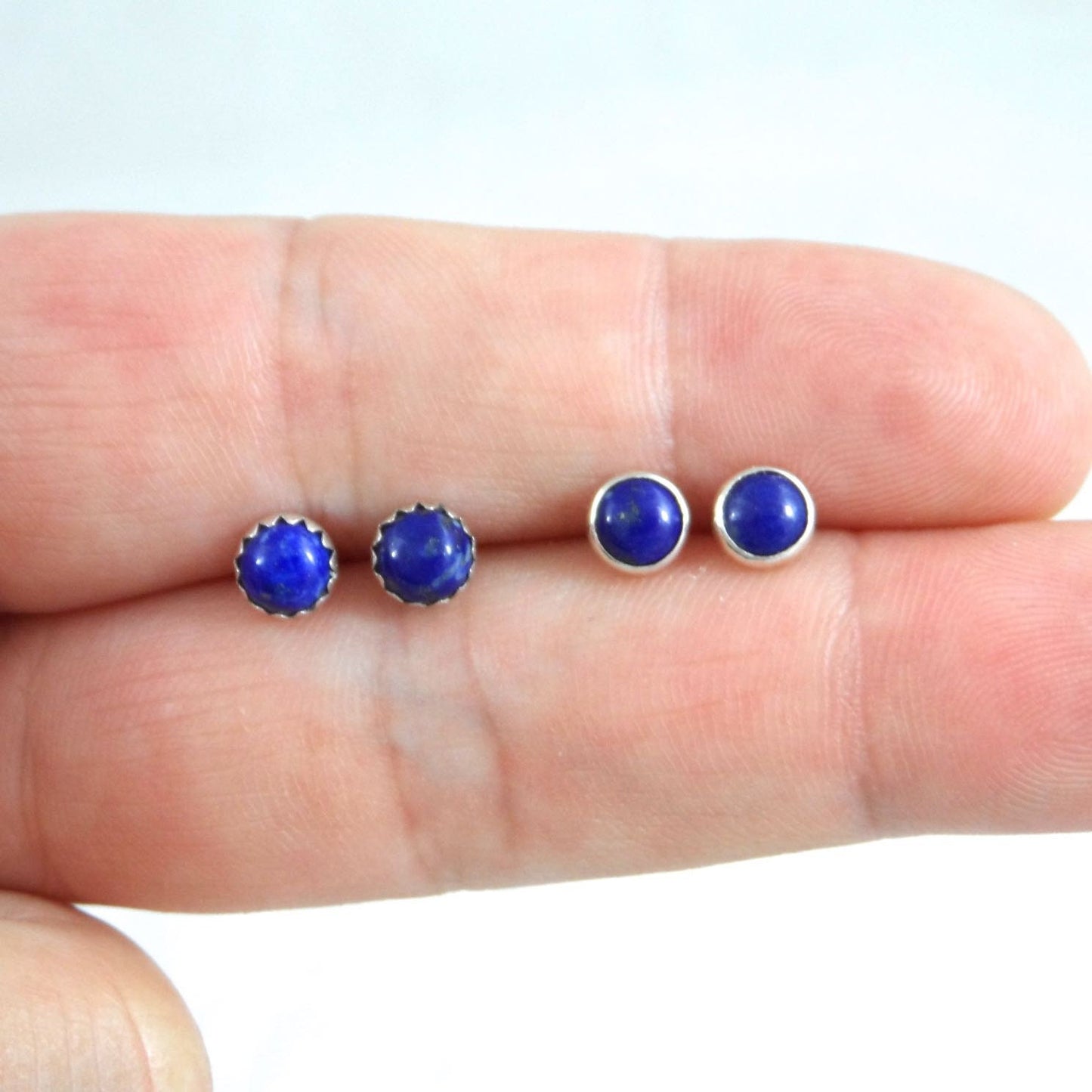 Lapis Stud Earrings in Sterling Silver-5mm