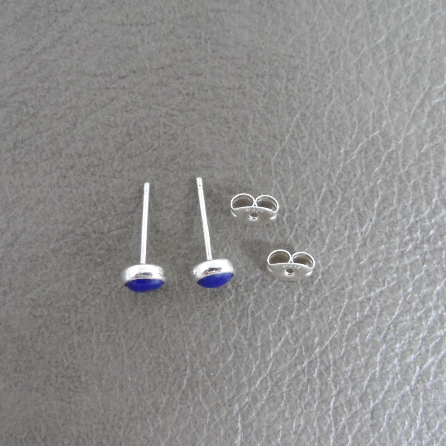 Lapis Stud Earrings in Sterling Silver-5mm