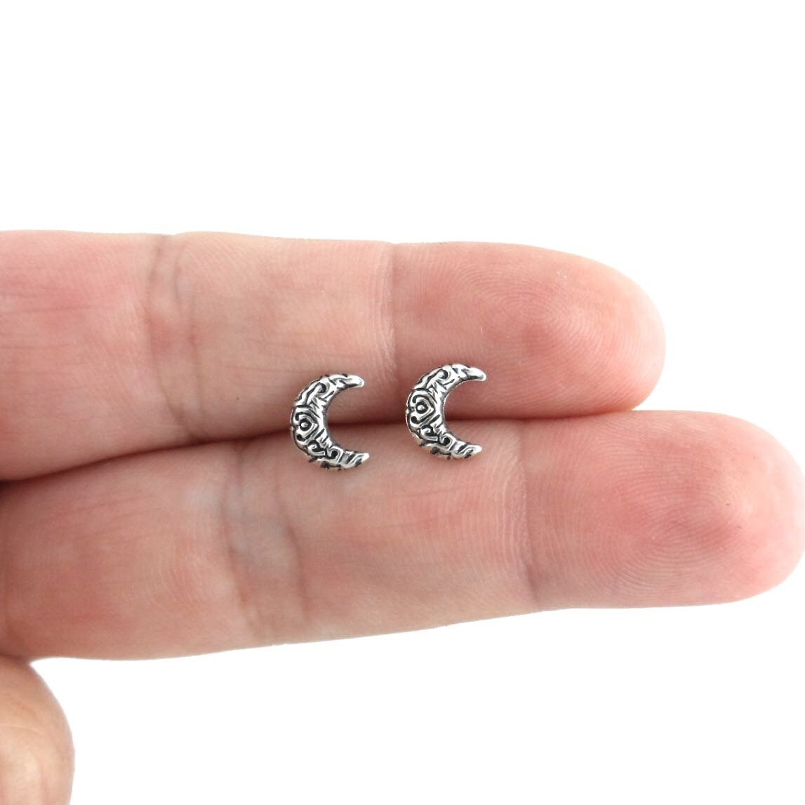 Moon Earrings in Sterling Silver