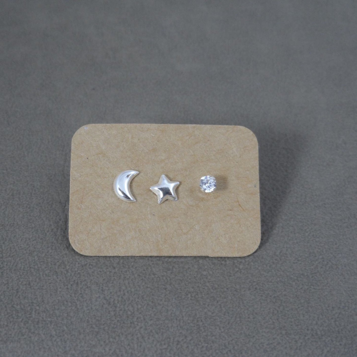 3 SINGLE Star & Moon Studs