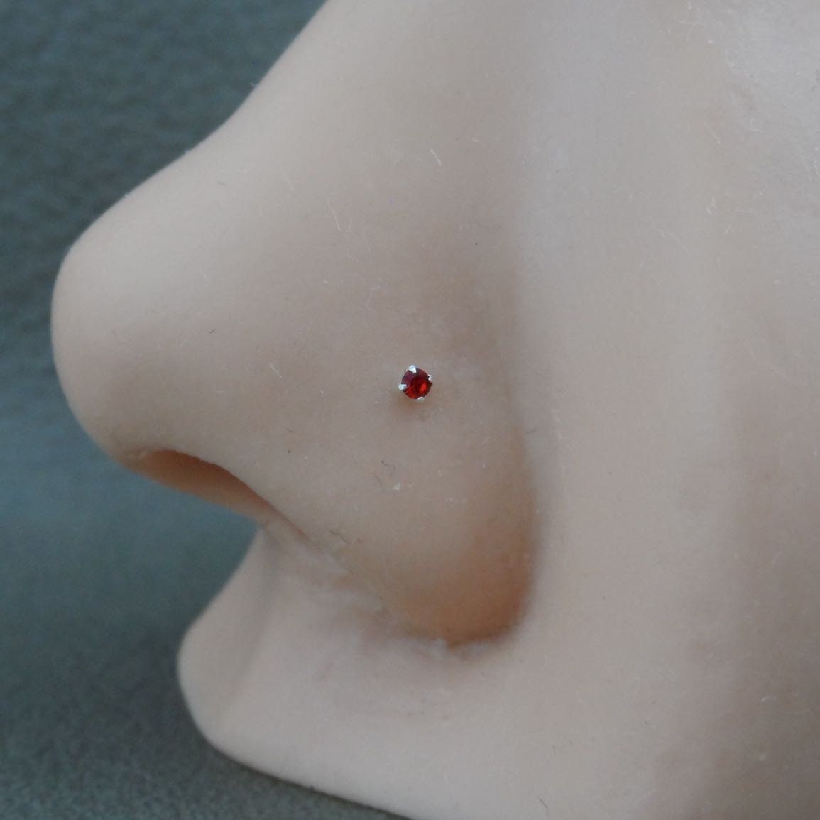 Ruby Nose Stud in Sterling Silver